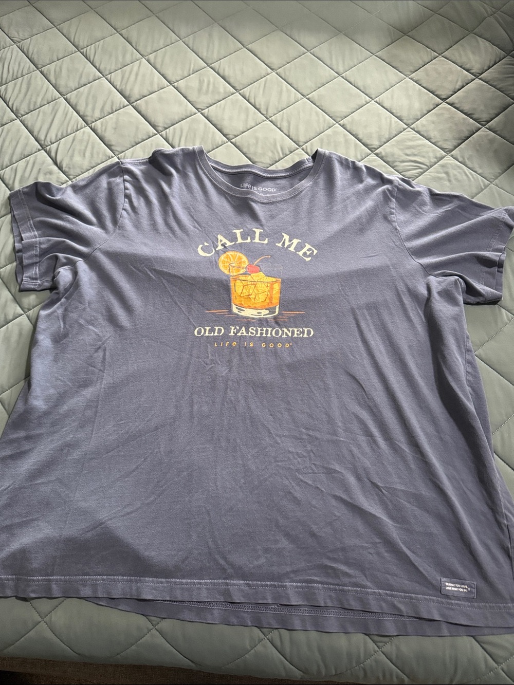 Life Is Good Men's Slate Blue 'Call Me Old Fashioned' Graphic Tee